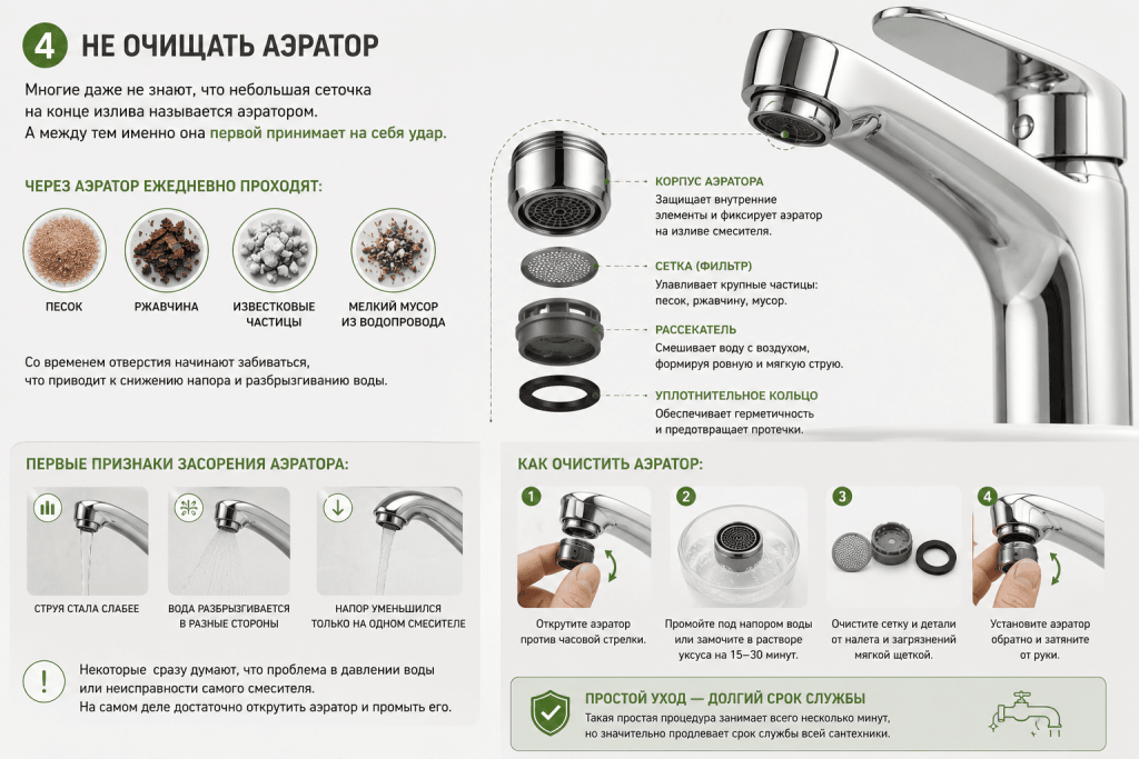 Не очищать аэратор