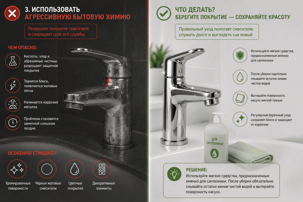 Использовать агрессивную бытовую химию